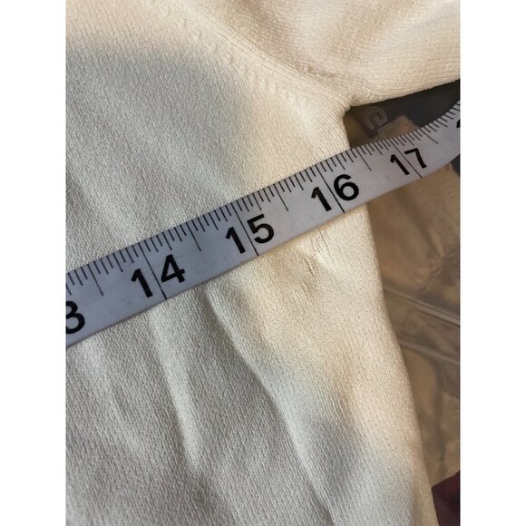 Finity White Green Detail 3/4 Sleeve Pullover Stretch Top Sz S - Picture 7 of 9